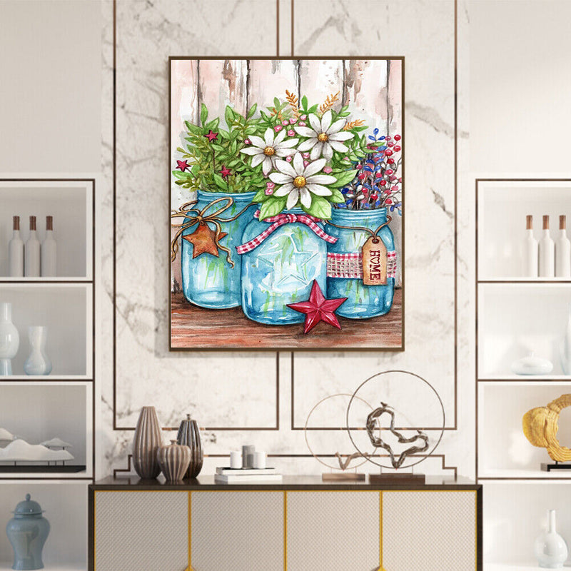 Glass Bottle Flower Oil Paint By Numbers Kit DIY Home Decoration Gift Wall