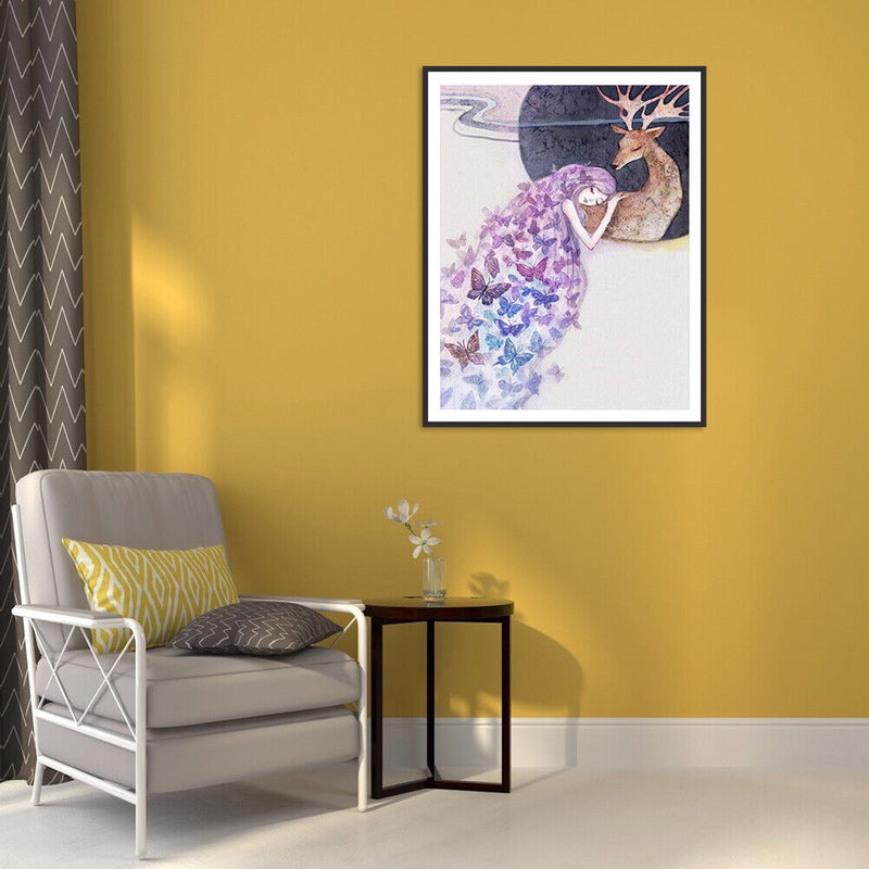 Butterfly Elk Coloring Picture Acrylic Paints Set Frameless Painting By Numbers