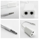 White Earphone Headphone Double Cord Adapter Y Splitter Cable Audio Cable