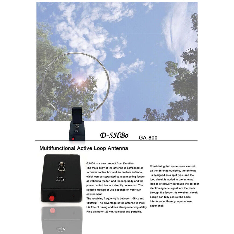 GA800 Active Loop Antenna 10KHz-159MHz RF Short Wave Small Antenna for Radios