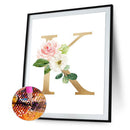 Handmade Flower Letter K 5D DIY Full Round Drill Drawing Kit Diamond Painti