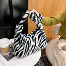 Female Fluffy Fashion Leopard Print Shoulder Bag Mobile Phone Crossbody Bag
