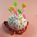 Pastoral Flower Shape Round Pin Cushion Cloth Needle Storage Holder Sewing Tools