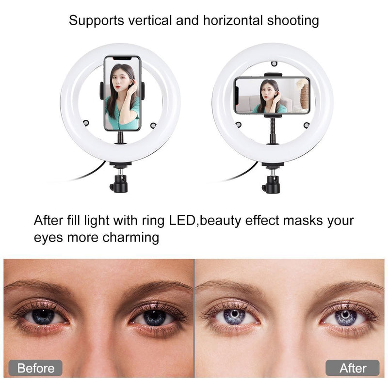 Vlogging 3 Color Temperature Video Light Kits Desktop Stand LED Ring Light