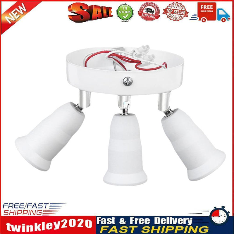 Adjustable E27 Splitter 3 Head Lamp Base LED Bulb Holder Adapter Socket Newly