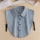 Denim Women False Decor Shirt Collar Detachable Lapel Solid Blouse Accessor