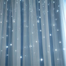 aediea window curtain, hollowed out, stars, for home, living room, sky blue,