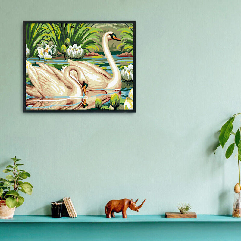 Painting By Numbers DIY Kit Swans Canvas Oil Art Picture Home Wall Decor Artwork