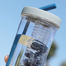 Plastic Water Bottle Straws Portable Tea Outdoor Travel Mug (Light Grey) Newly