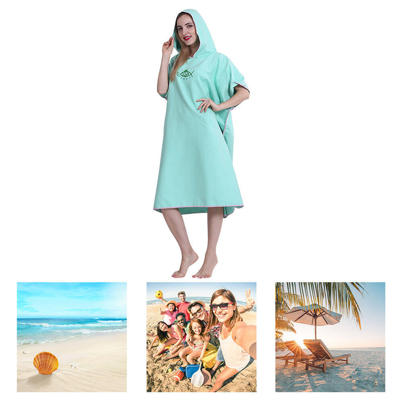 Water Absorb Quick Dry Hooded Wetsuit Changing Robe Surf Diving Swimming Towe