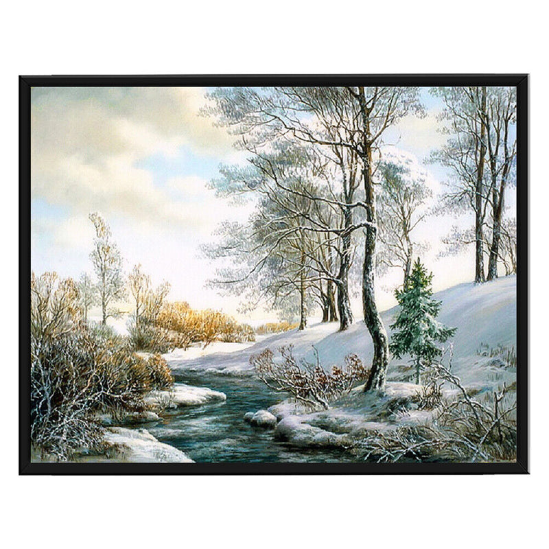 11CT Full Embroidery Kit DIY Glacial Lake Printed Cross Stitch Handicraft Gif