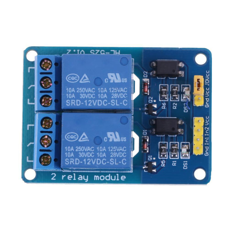 2CH 12V Relay Module with Optocoupler Insulating LED Light PLC Control Newly