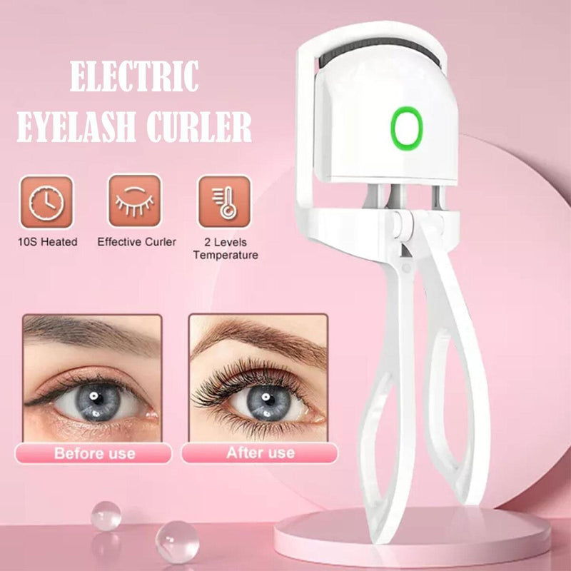 Heated Eyelash Curler Electric Lash Curler w/ Silicone Heating Pads Lasting`
