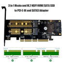 3"" 1 NGFF PCIE M.2 NVME SATA SSD to PCI E 4X SATA3 Apatter for 2230-2280 Cards