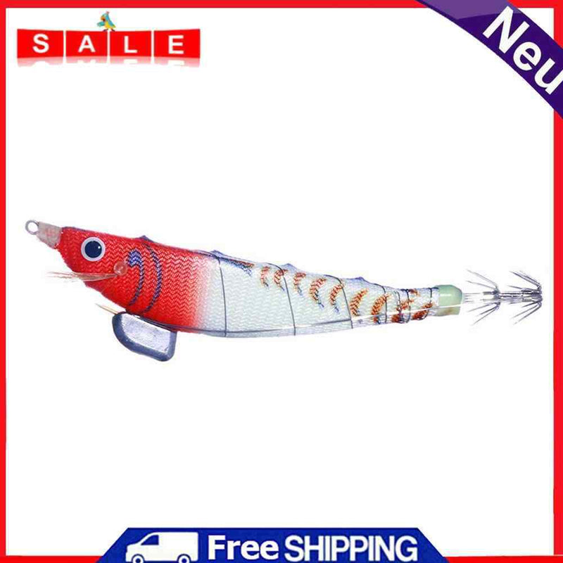 Luminous Wood Shrimp Fishing Lures 12 cm 14.3 g Artificial Bait (Red White)