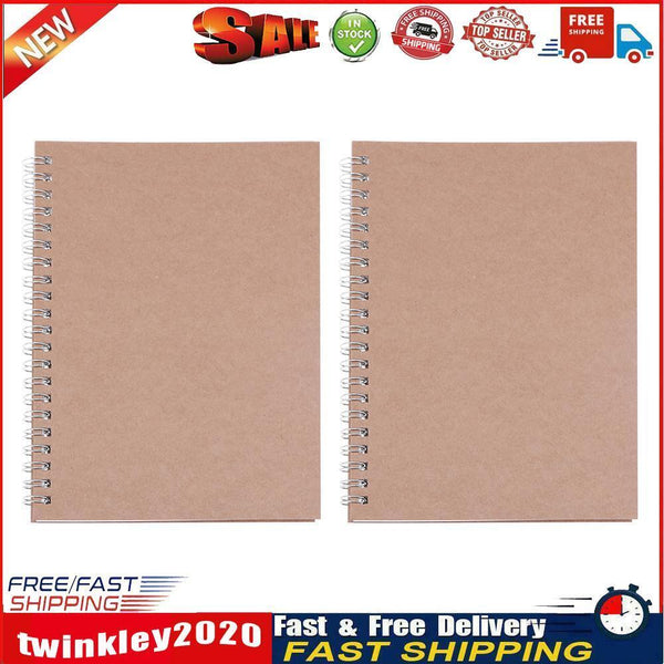 2pcs Retro Spiral Coil Grid Sketchbook Notebook Diary Journal Student Memo Newly