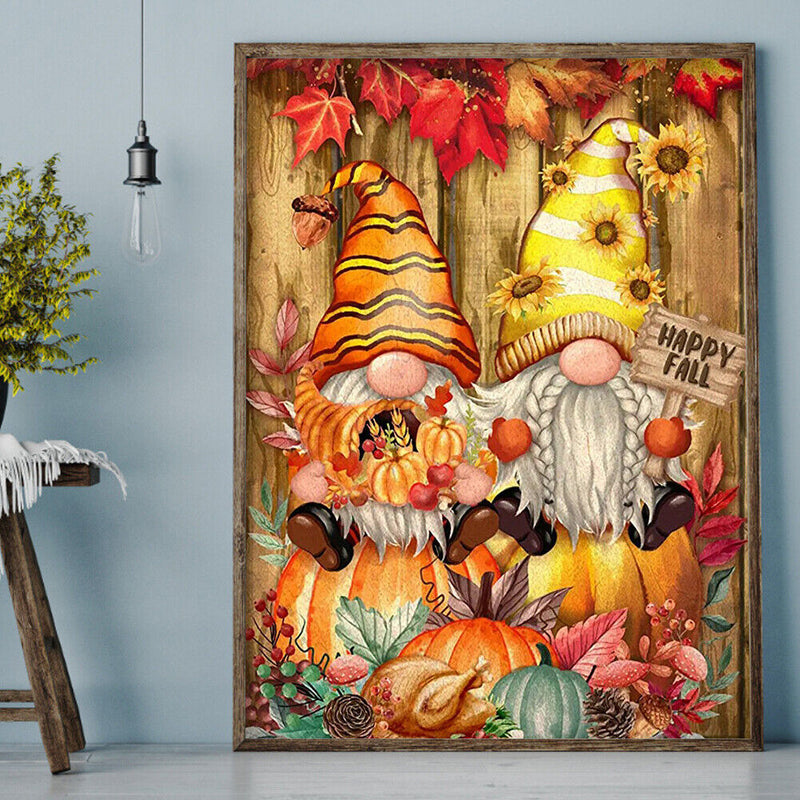 5D Rhinestone Pictures DIY Pumpkin Gnome Full Round Drill Diamond Painting Kit