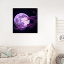 Purple Moon Oil Paint By Numbers Kit DIY Acrylic Painting on Canvas Frameless