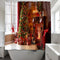 Christmas Tree Gift Printed Shower Curtain Waterproof Hook Hanging Bath Cover