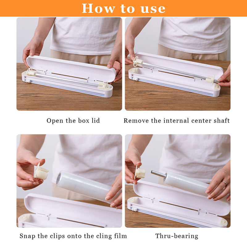 Food Wrap Dispenser - Suction Cup Design Reusable Foil and Cling Film Cutter