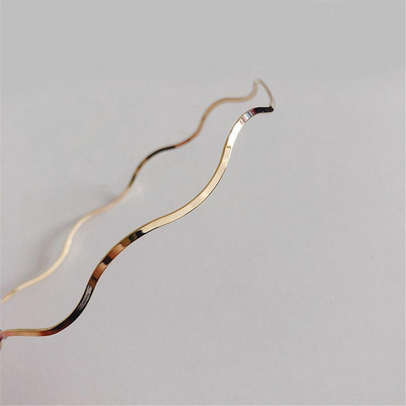 Elegant Geometric Wave Bending Metal Headdress Thin Headbands Hair Hoop