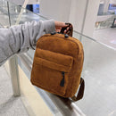 Women School Corduroy Solid Color Backpack Autumn Winter Fashion Small Rucksack