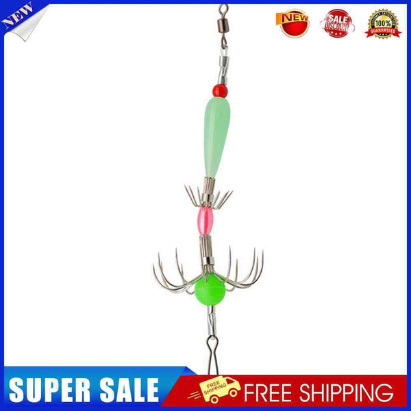 Double Row Fishing Cuttlefish Hook Carbon Steel Squid Hook Tackle (Luminous