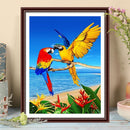 Beach Parrots DIY Diamond Painting Kits Full Square Drill Mosaic (20X30cm)