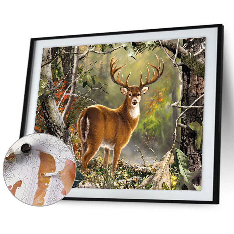 Deer Black Bear Canvas Paint By Numbers Oil Hand Painted Drawing Kit Home Dec