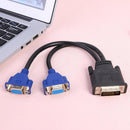 25cm 24+5pin DVI-I Male to Dual VGA Female 15pin Video Cable Adapter Splitter