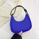 Fashion Ladies Half Moon Crescent Handbag Solid Color Nylon Underarm Purse Bag