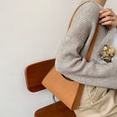 Women Felt Solid Color Shoulder Bag Casual Zipper Messenger Bag (Brown)