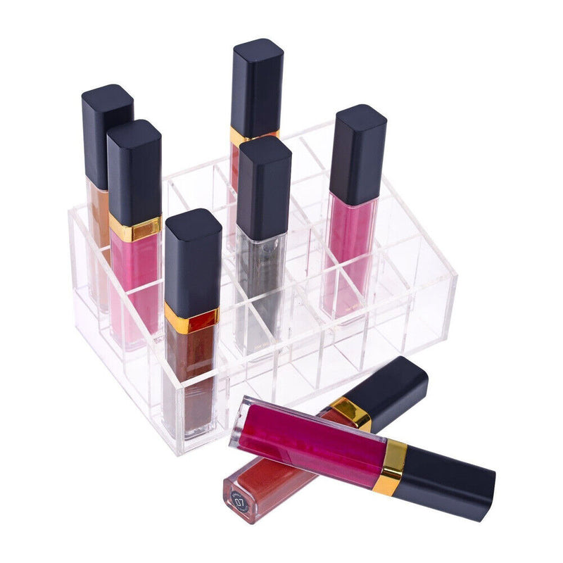 24 Trapezoid Clear Makeup Display Lipstick Case Cosmetic Organizer Holder