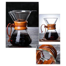 Anti-Scald Pour Over 400ML Glass Coffee Kettle Brewer Pot Filter Dripper