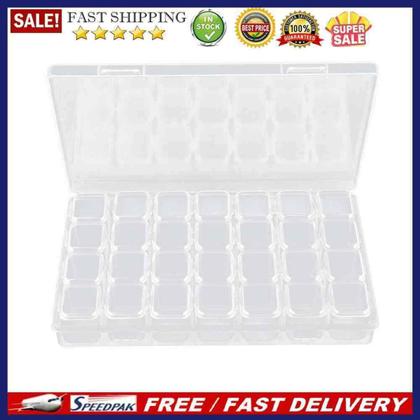 28pcs Nail Art Box Organizer Storage Transparent Jewelry Case Makeup Beauty
