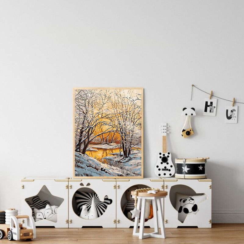 Snow Treetops Colouring Oil Canvas DIY Hand Painted Paint By Numbers Kit Artwork
