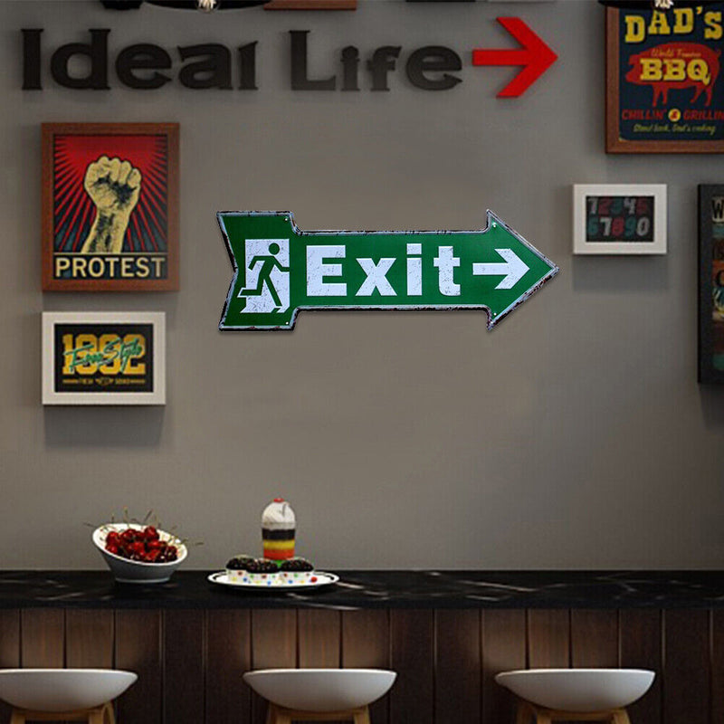 Special Shape Arrow Exit Metal Signs Retro Waterproof Door Hanging Board Newly