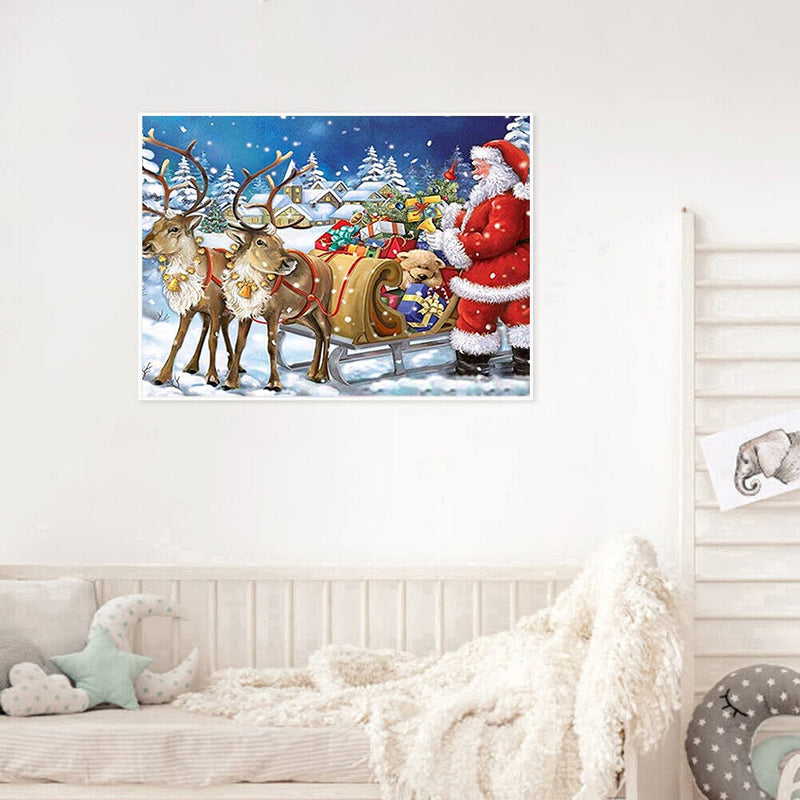 Santa Claus Oil Paint By Number Kits Christmas DIY Home Decoration Gift No Frame