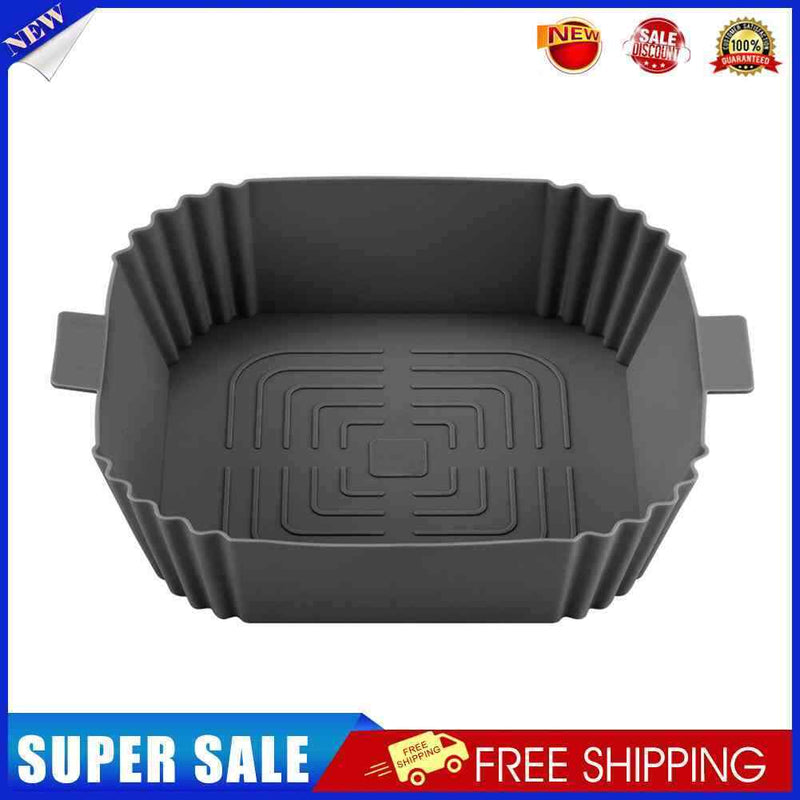 Square Cake Pan Non-stick Disk Air Fryers Tray for Home Kitchen Tool (Grey)