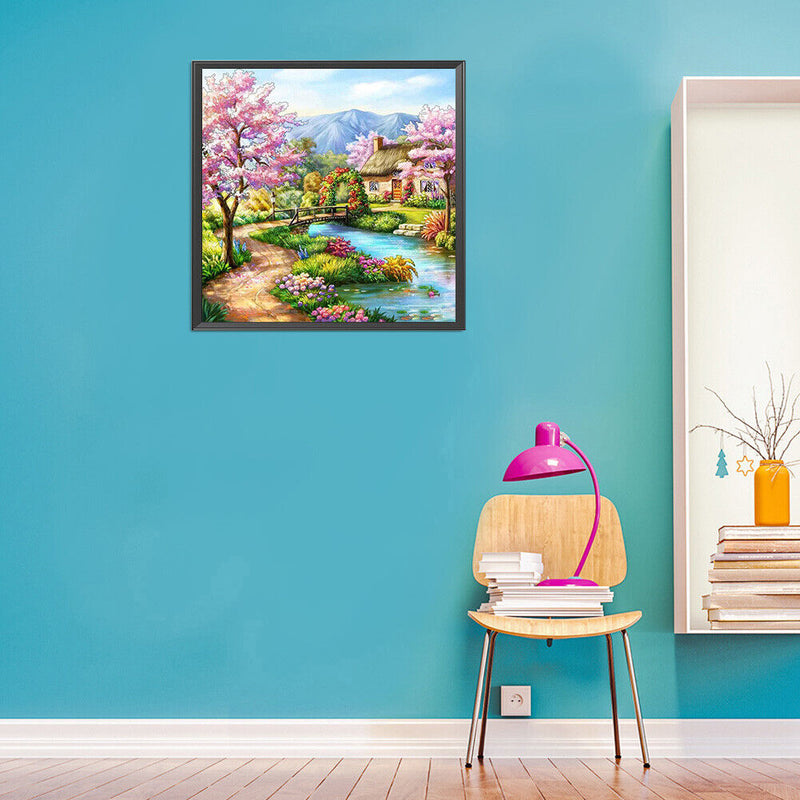 5D DIY Diamond Painting Peach Garden Full Round Drill Mosaic Rhinestone Picture