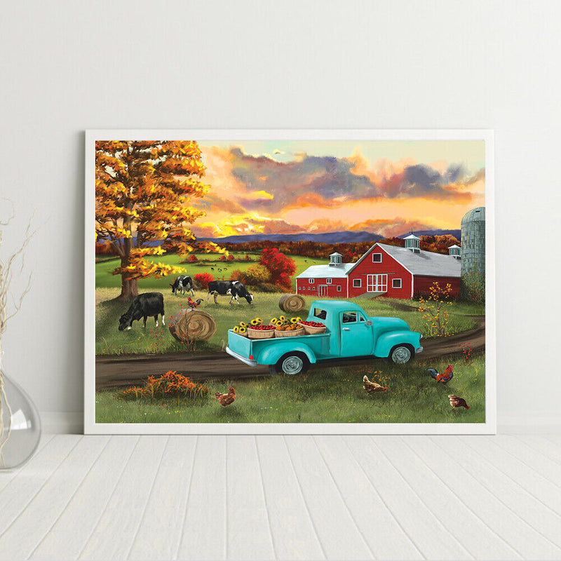 DIY Paint By Number Kit Sunset Scenery in Autumn No Frame for Home Decor