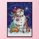 Midnight Snowman Full Cross Stitch 11CT Counted DIY Handmade Needlework Decor
