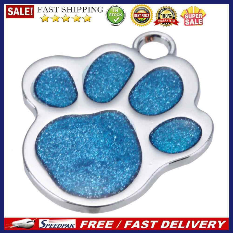 Stainless Steel Glitter Custom Pet Dog Tag Engraved Feet Card(Blue)