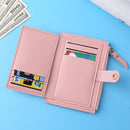 Women Fashion Solid Color Multi-slot Card Holder PU Leather Wallet (Pink)