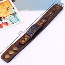 Wide Brown  Cuff Bracelet Leather Wristband Punk Snap Bracelet Wrap Bangle