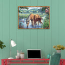 5D DIY Full Drill Diamond Painting Horse Drinking Cross Stitch Embroidery Craft