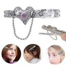 Bend Bangs Clip Chain Tassel Design Sweet Cool Metal Pink Love Heart Hair Clip