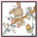 Part Embroidery Naughty Rabbit Printed Cross Stitch 14CT Cotton Needlework