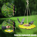 Outdoor Wooden Hanging Bird Feeder Stainless Steel Peanut Food Dispenser Newly