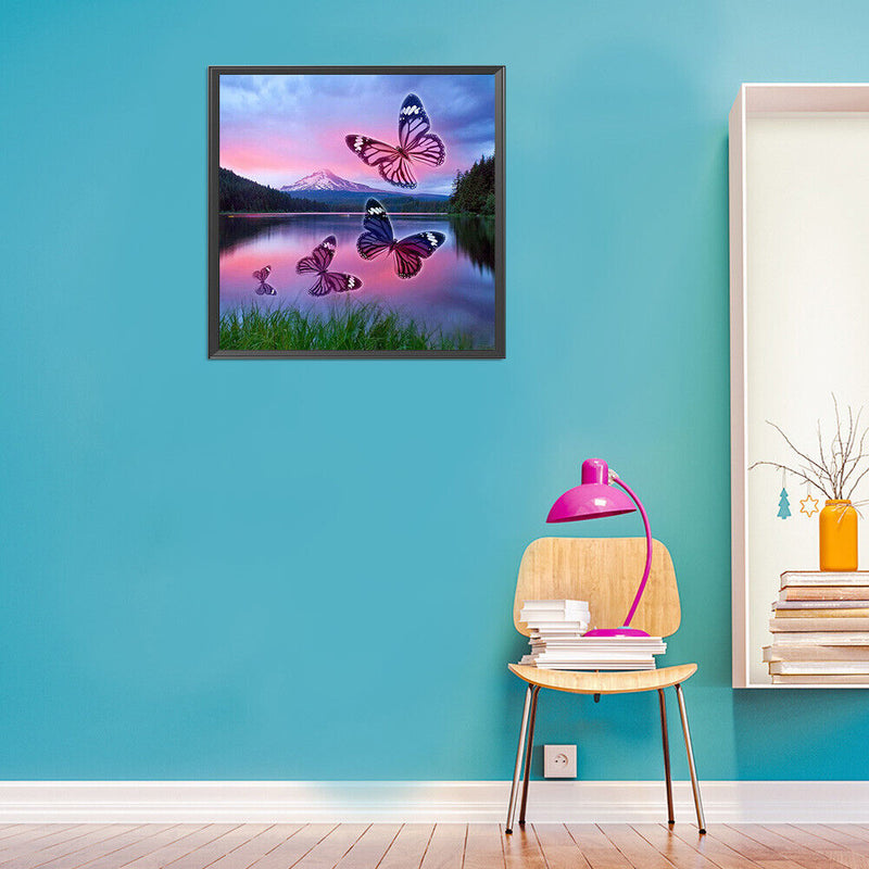 5D DIY Butterflies Full Round Drill Mosaic Diamond Painting Rhinestone Art Cr